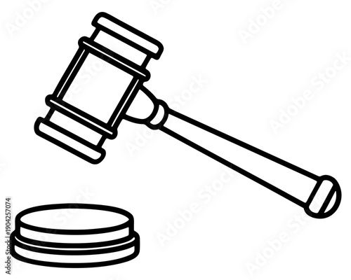 Judge gavel icon representing law justice court decision and legal authority
