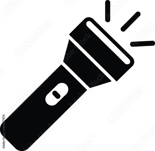 Flashlight Torch Light Beam Silhouette Vector Icon