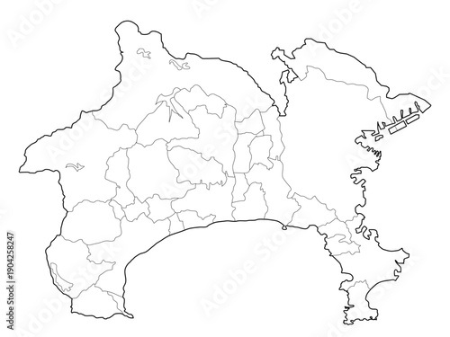 神奈川県地図（地名なし）