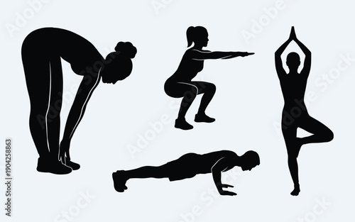 Various yoga poses for a full body workout routine