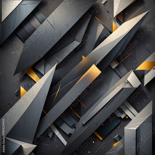 Abstract Black, Grey, and Gold Geometric Pattern
