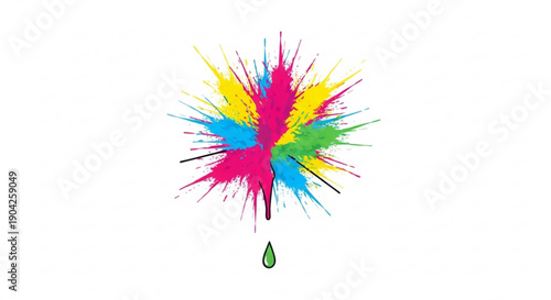 Colorful cannabis leaf made of paint splashes abstract marijuana symbol with ink drops isolated on white background for creative design