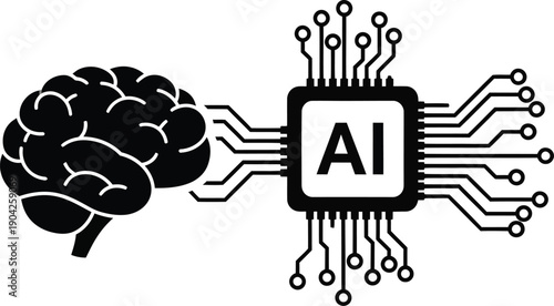 Artificial Intelligence Brain Chip Technology Concept Vector