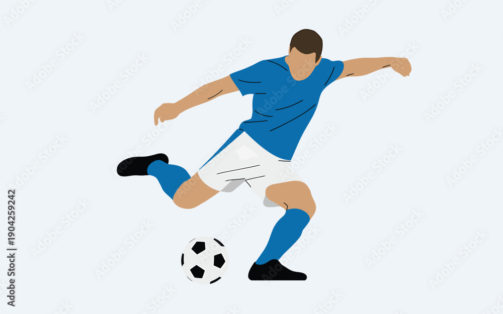 Obraz premium A soccer player kicking a ball with their right foot