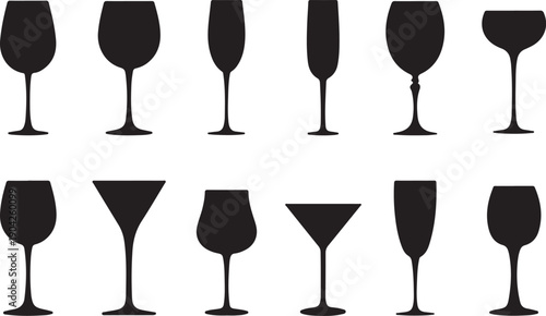 Set of wine glass vector illustration