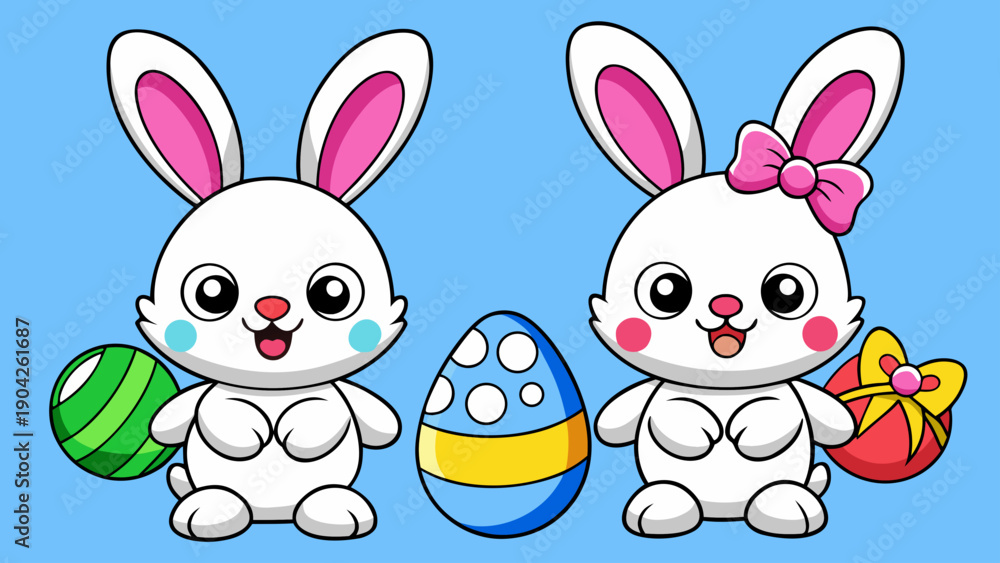 Obraz premium easter bunny and eggs