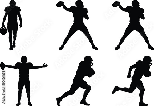 American football player silhouettes in various action poses
