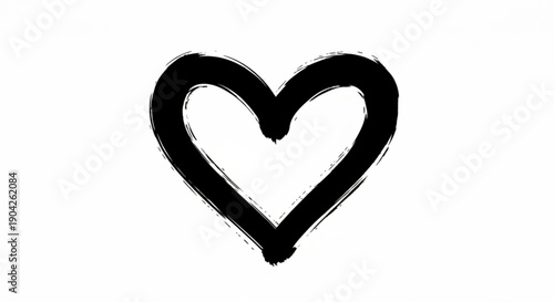 Hand drawn black heart symbol on white background simple love icon
