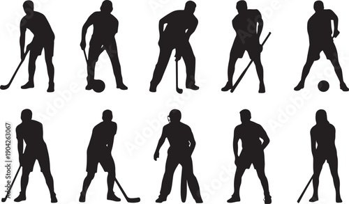 Team sports standing silhouettes