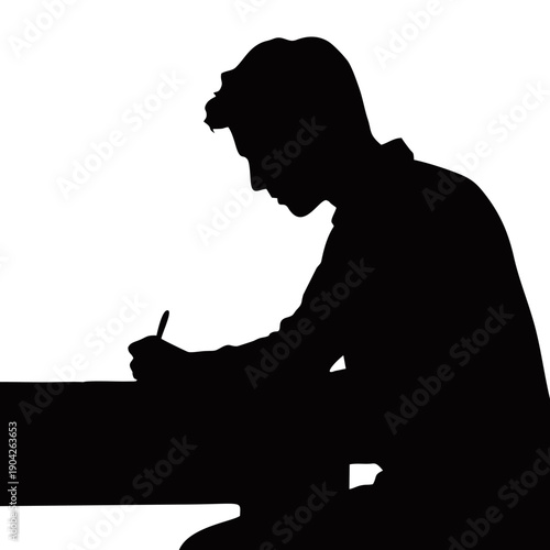 silhouette of person writing