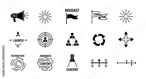 Black and white business icons set.