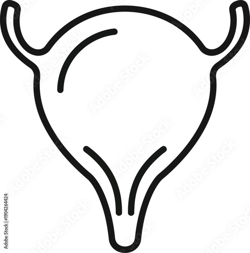 Human Urinary Bladder Line Icon for Urology and Lower Urinary System Anatomy