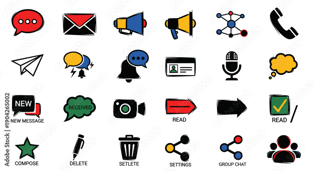Fototapeta premium Collection of colorful communication icons.