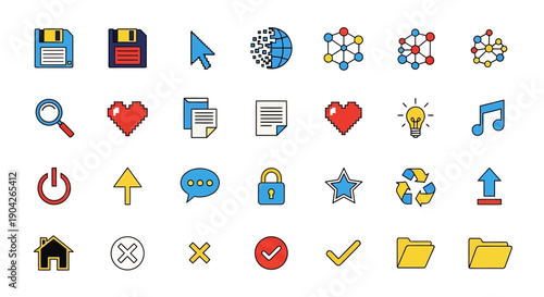 Collection of various computer icons.