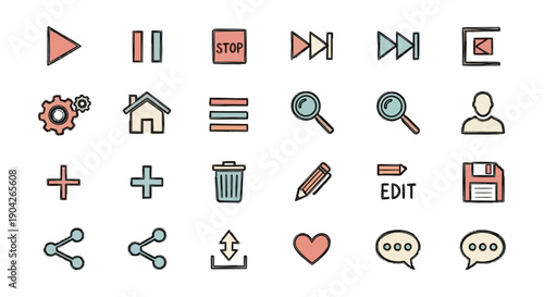 Collection of web interface icons.