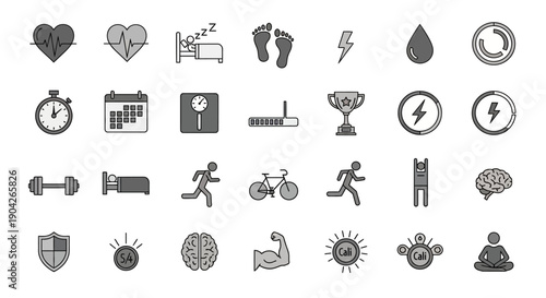 Fitness Icons and Symbols Collection.
