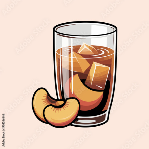 Bolivian Mocochinchi Vector Illustration of Traditional Iced Peach Cider with Dried Fruit
