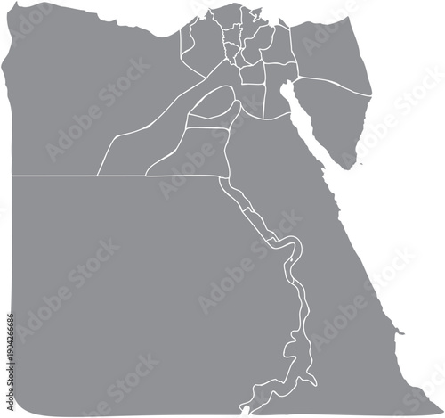 Map of Egypt with governorates administrative divisions