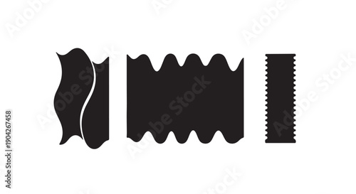 Black decorative dividers in wavy and serrated designs on white background for graphic elements