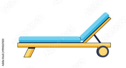 Modern Wooden Lounge Chair with Light Blue Cushion and Wheels for Poolside Relaxation and Luxury Outdoor Living Design Concepts.