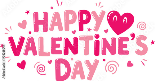 Valentine's day celebration with hearts and confetti isolated on transparent background, isolated on white background, Vector, illustration