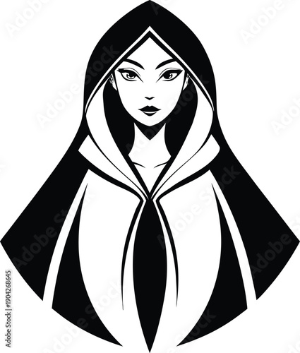VMysterious Hooded Woman Portrait