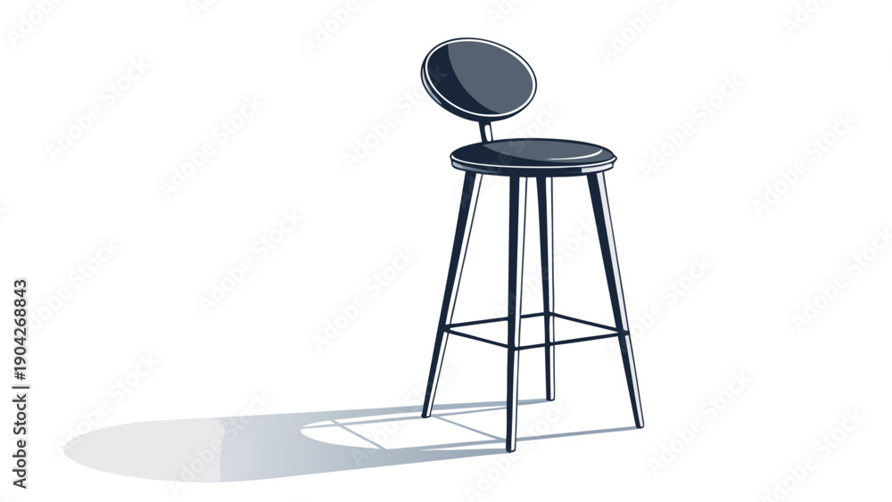 Naklejka premium Modern bar stool with backrest in sleek design