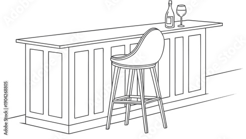 Modern bar with wine and glass on counter