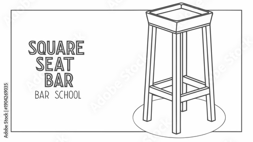 Modern square seat bar stool for commercial spaces