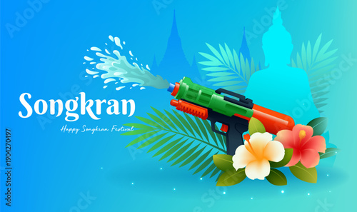 Foto Thailand Songkran Water Festival Traditional Temple Background Illustration