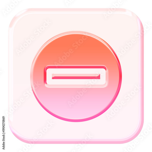 Free Download Glossy 3D minus icon with a vibrant glassmorphism effect - Y2K inspired jelly remove element in pink and orange gradient - GFXLoad