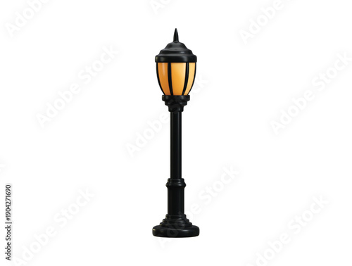 Streetlight icon 3d render concept of lamp post, city night street black light icon vector illustration