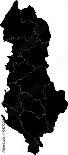 Albania Map Black Single Color Vector