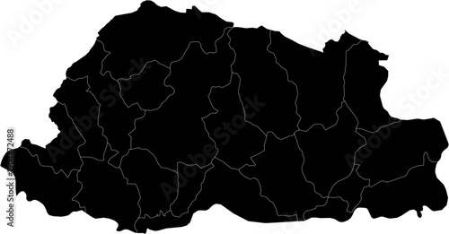 Bhutan Map Black Single Color Vector