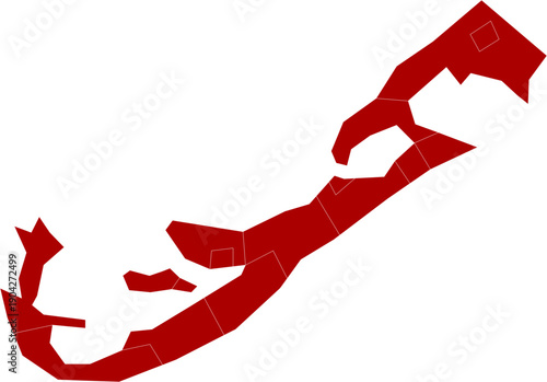Bermuda Map Red Single Color Vector