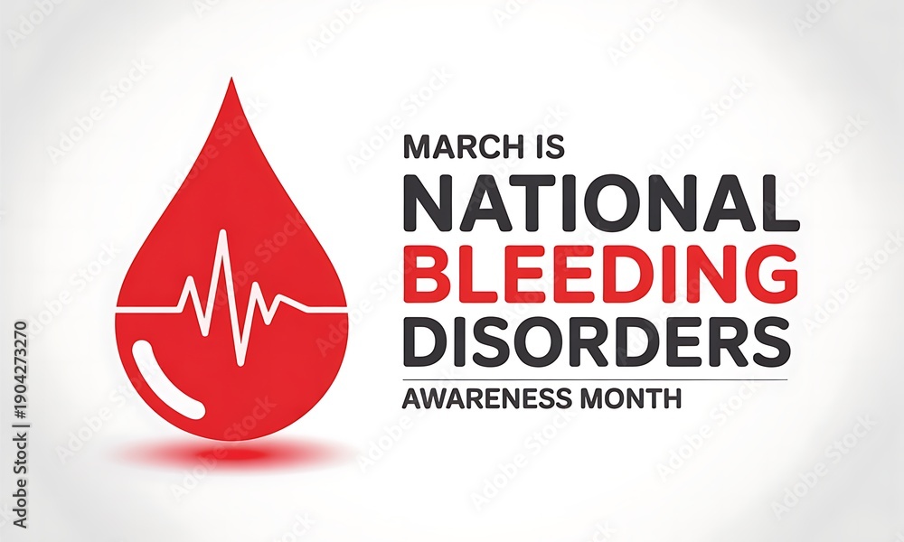 Obraz premium March is national bleeding disorders awareness month with red drop and electrocardiogram on white background, concept of health and medical awareness
