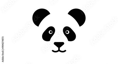 Black and White Panda Bear Face Illustration.