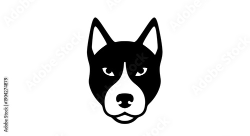 Black and White Dog Face Illustration.