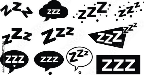 Sleep symbol illustration, ZZZ design, snoring icon, dreaming concept, bedtime graphic, relaxation art, cartoon style, rest symbol, tired expression, night theme
