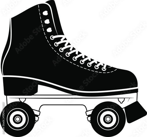 Roller skate illustration, retro footwear, vintage sports equipment, skating lifestyle, recreation concept, classic design, fitness activity, youth culture, stylish icon, fun