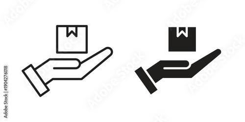 Hand holding box icon design element, vector illustration. Editable vector collections.