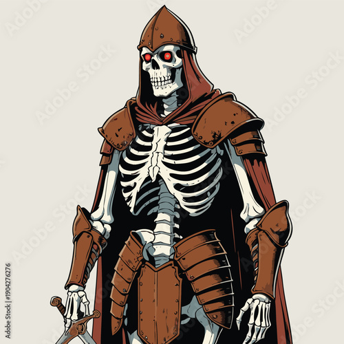 illustration of a skull wearing armor