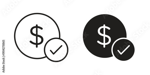 Money check icon design element, vector illustration. Editable vector collections.