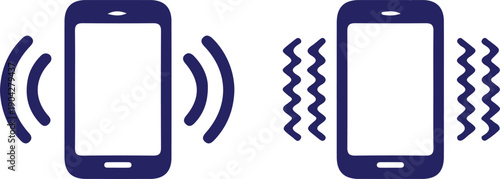 smartphone vibration sound wave bule icon set vector illustration design collection 