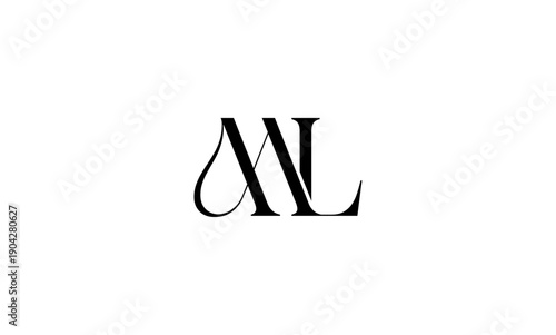 Schilderij op canvas ML initial letters logo or, ML monogram