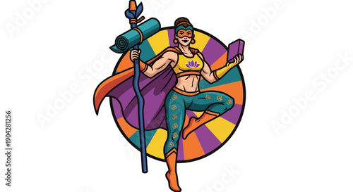 Action-Packed Heroine, Superheroine Concept, Dynamic Pose, Vibrant Colors, Artistic Style
