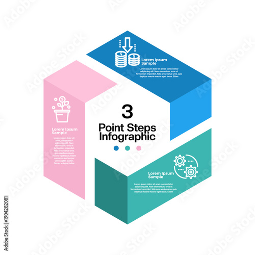 Venn diagram infographic chart template for business 3 parts, options, presentation with venn diagram elements vector editable illustration.
