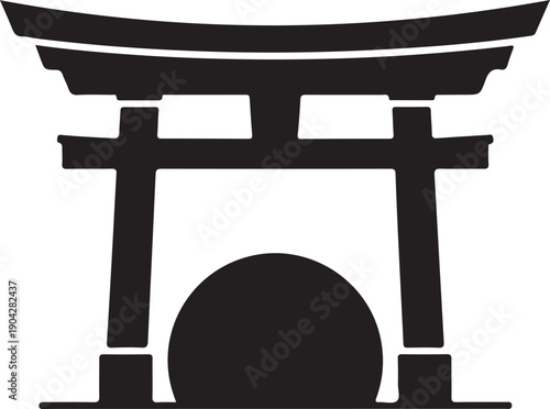 A traditional japanese torii gate standing tall against a white background