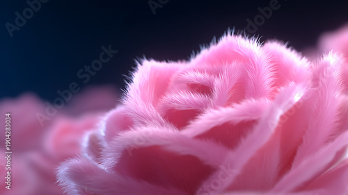 Close-up shot of a delicate pink flower, showcasing soft texture. The image focuses on a single bloom, evoking feelings of beauty and fragility