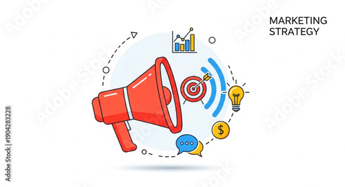 Marketing strategy concept with megaphone and target.